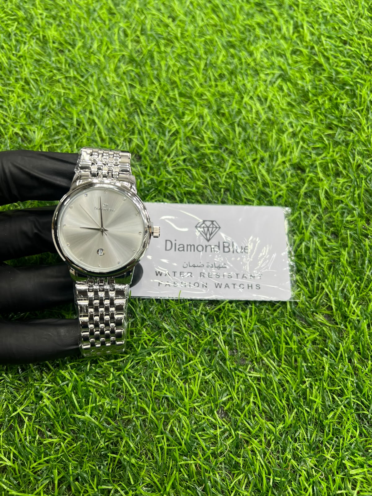 Dawn silver watch with textured bracelet