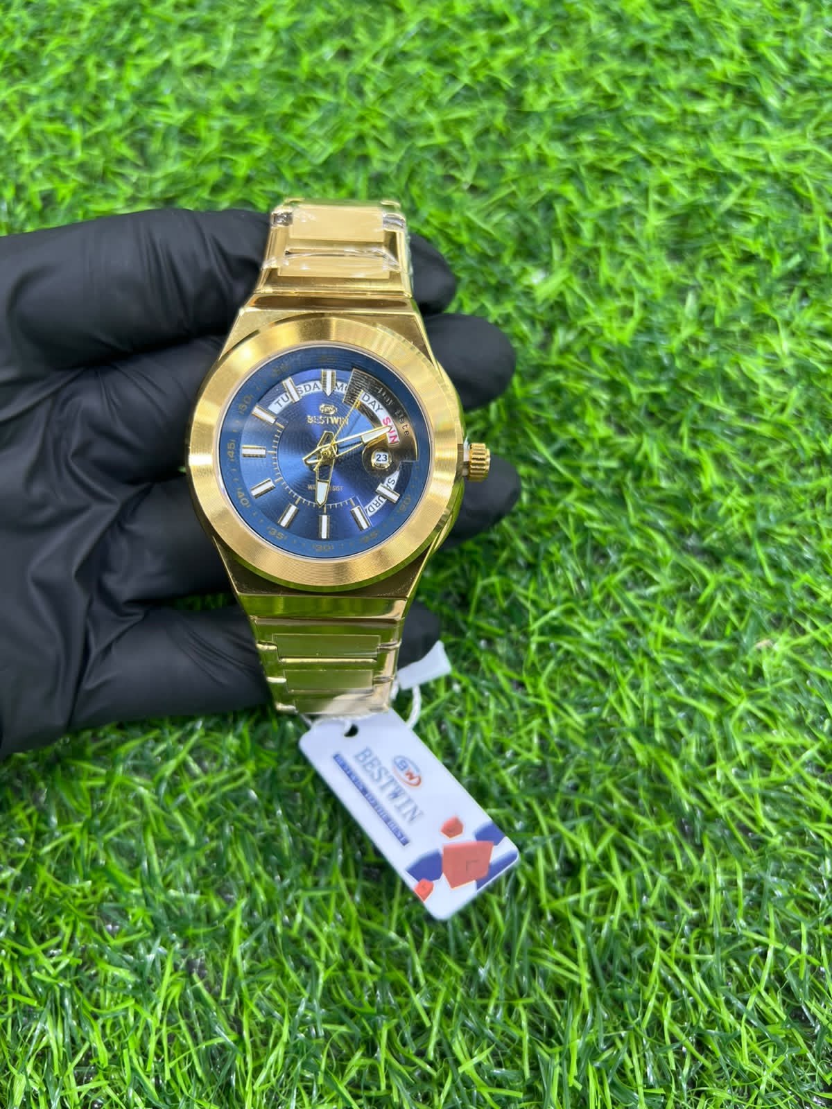 Regent blue dial gold bracelet watch