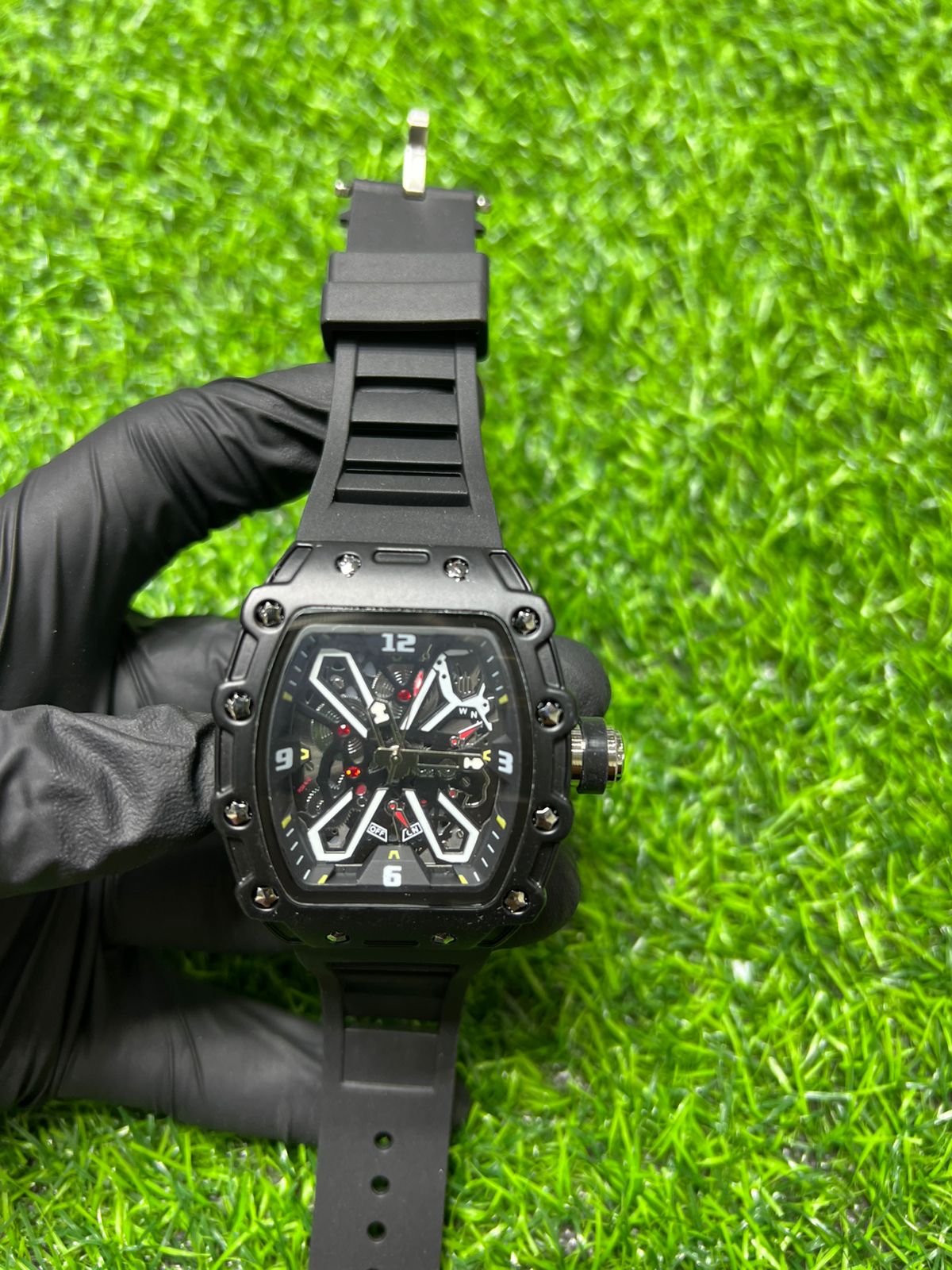 Apex angular black sport watch